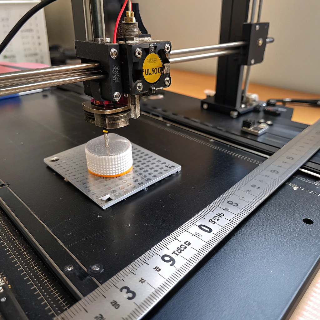 3D printer creating a mechanical component in a clean industrial lab